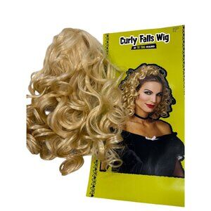 Blonde Curly Falls Wig Hair Claw Clip Halloween Costume